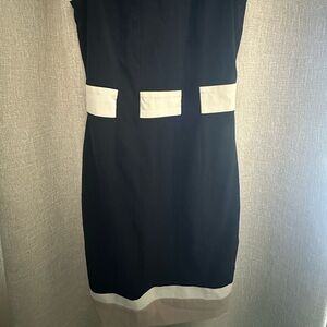 Chaps Black and White Midi Dress